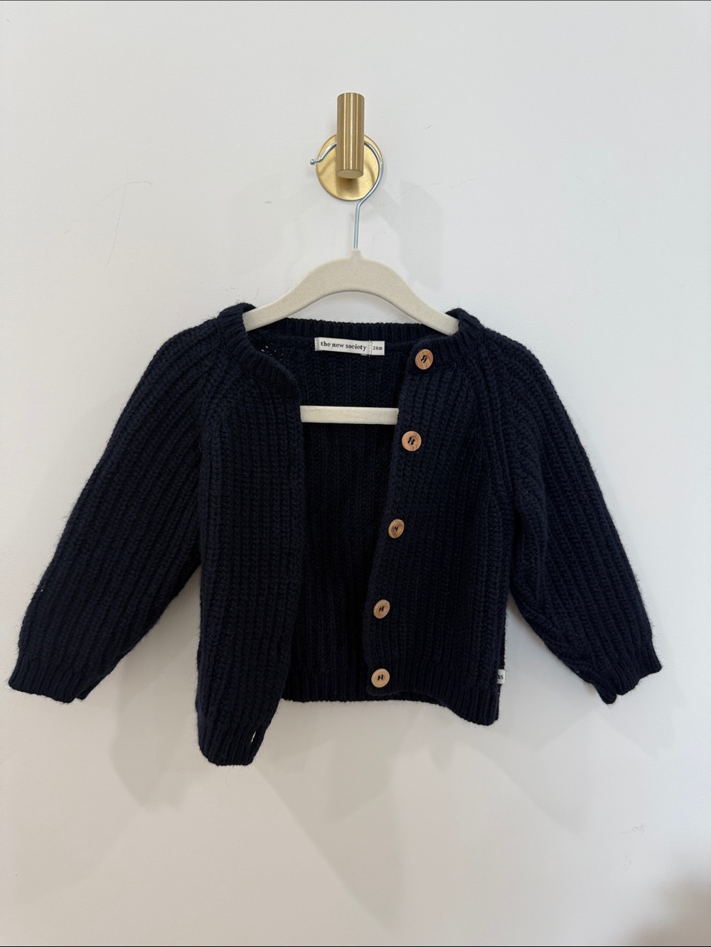 The New Society Kids Navy Ribbed Knit Button-Front Cardigan